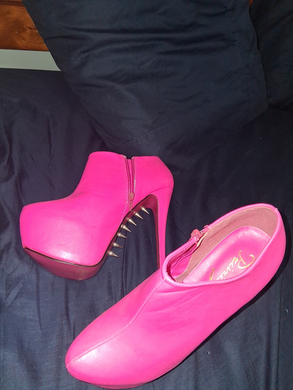Privileged Hot Pink Platform Ankle Booties with Spike-Stud Heel